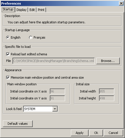Startup Preferences